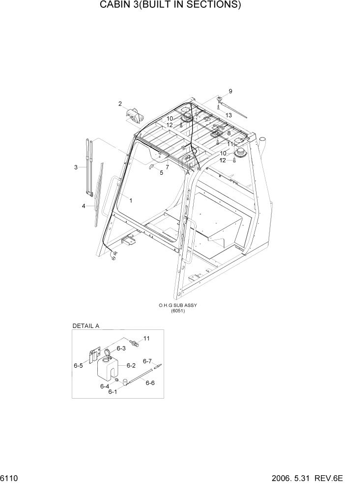 Схема запчастей Hyundai HDF50/HDF70-7 - PAGE 6110 CABIN 3(BUILT IN SECTIONS) СТРУКТУРА