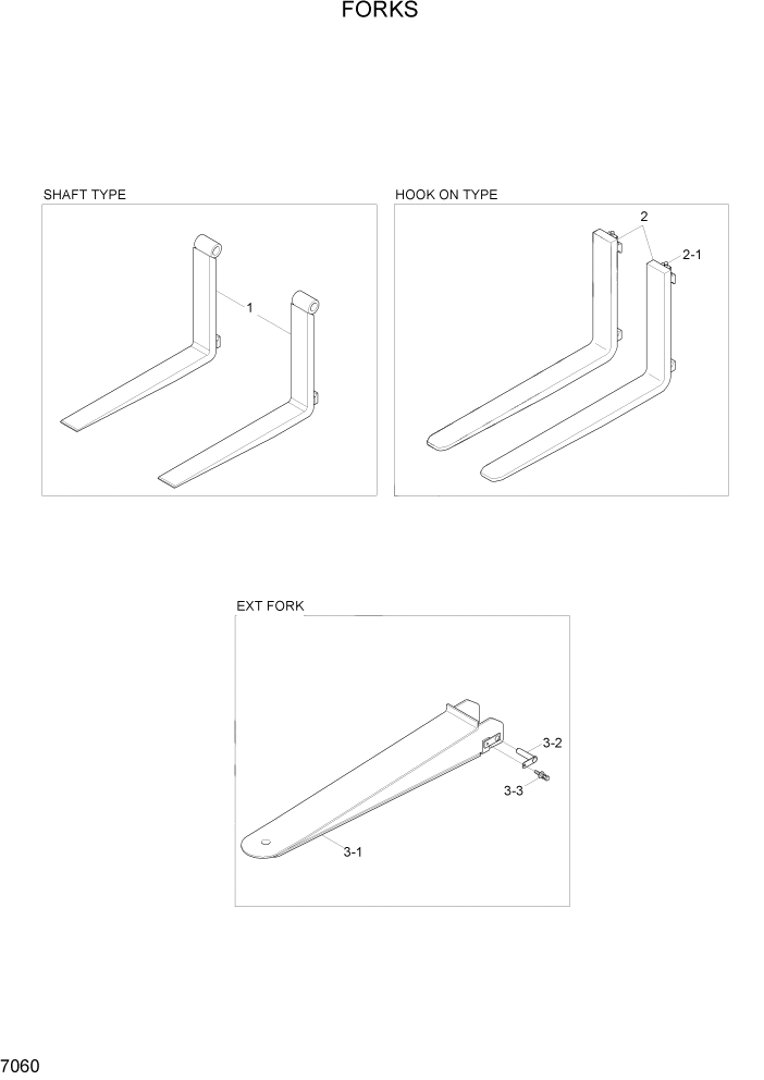 Схема запчастей Hyundai HDF50/HDF70-7 - PAGE 7060 FORKS РАБОЧЕЕ ОБОРУДОВАНИЕ