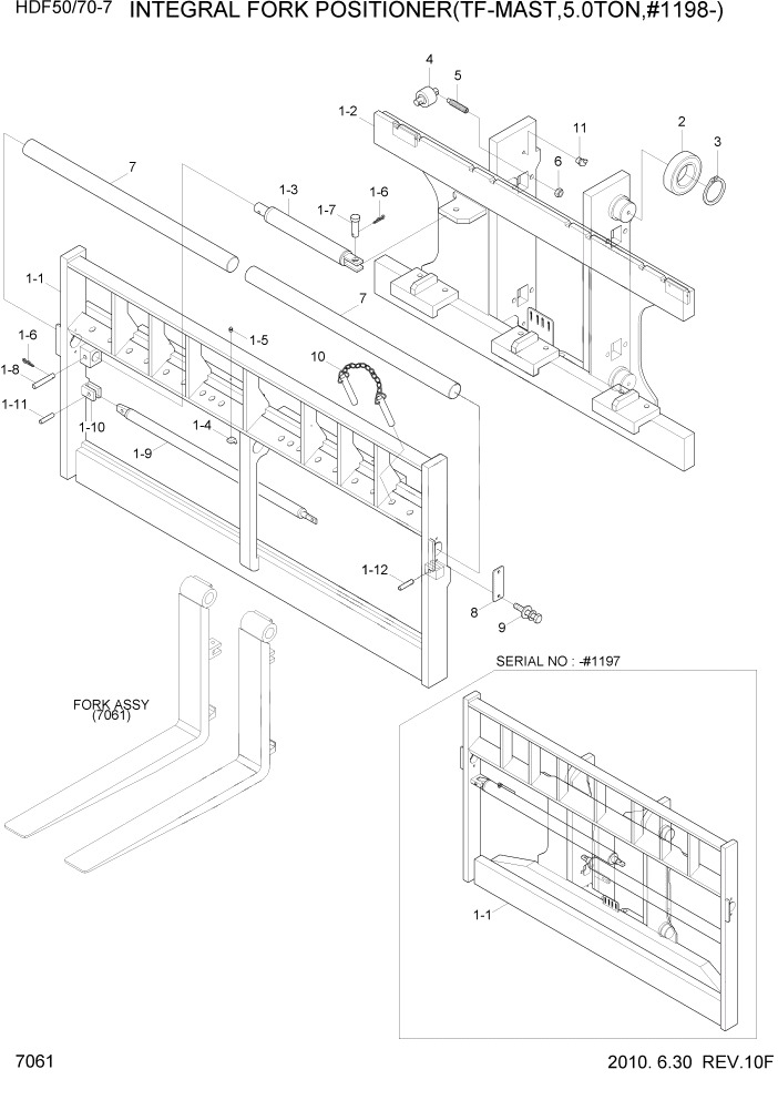 Схема запчастей Hyundai HDF50/HDF70-7 - PAGE 7161 INTEGRAL FORK POSITIONER(TF-MAST,5.0TON) РАБОЧЕЕ ОБОРУДОВАНИЕ