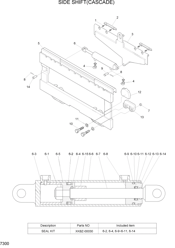 Схема запчастей Hyundai HDF50/HDF70-7 - PAGE 7300 SIDE SHIFT(CASCADE) РАБОЧЕЕ ОБОРУДОВАНИЕ