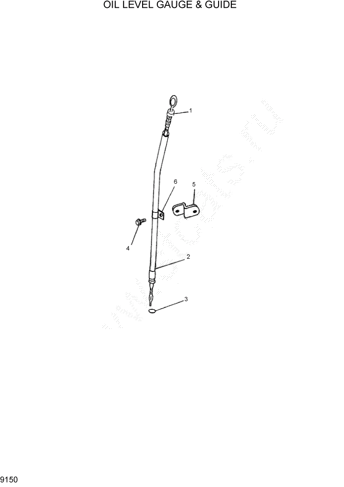 Схема запчастей Hyundai HDF50/HDF70-7 - PAGE 9150 OIL LEVEL GAUGE & GUIDE ДВИГАТЕЛЬ БАЗА (- # 1000)