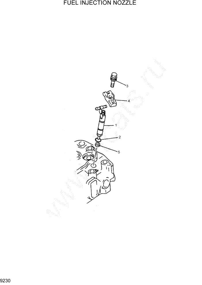 Схема запчастей Hyundai HDF50/HDF70-7 - PAGE 9230 FUEL INJECTION NOZZLE ДВИГАТЕЛЬ БАЗА (- # 1000)