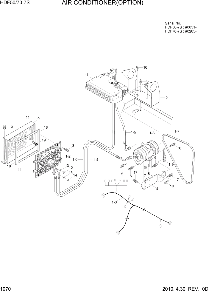 Схема запчастей Hyundai HDF50/HDF70-7S - PAGE 1070 AIR CONDITIONER(OPTION) СИСТЕМА ДВИГАТЕЛЯ