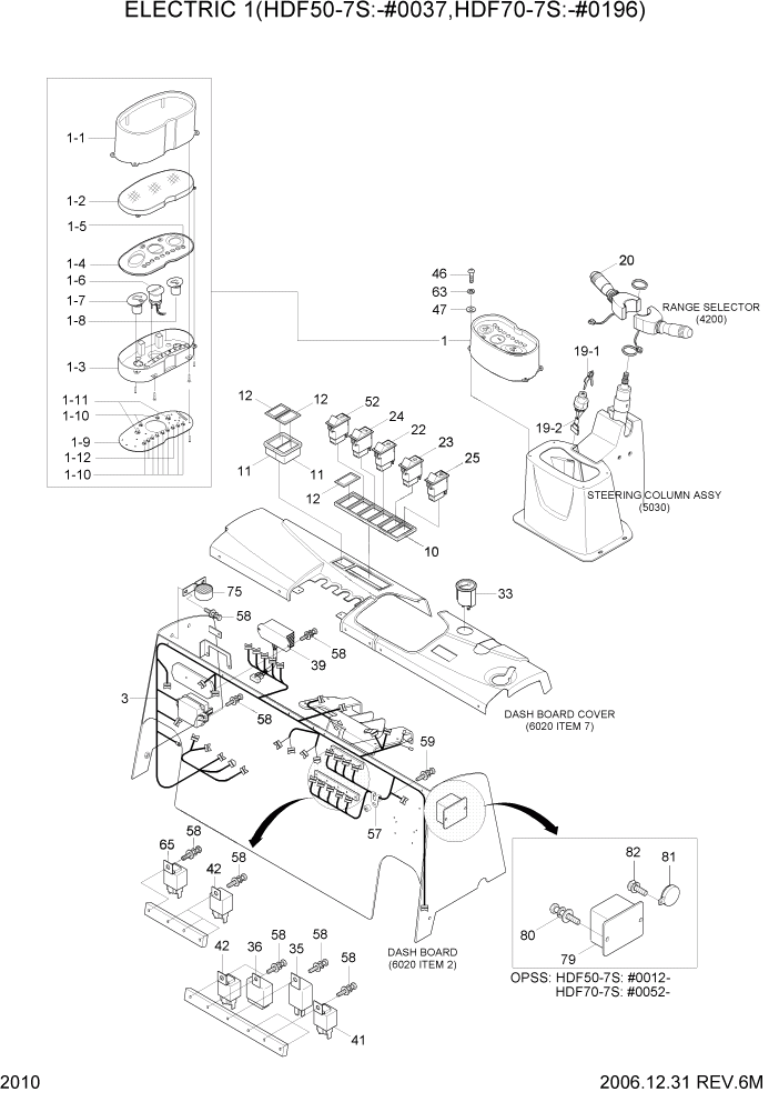 Схема запчастей Hyundai HDF50/HDF70-7S - PAGE 2010 ELECTRIC 1(50-7S:-#0037,70-7S:-#0196) ЭЛЕКТРИЧЕСКАЯ СИСТЕМА