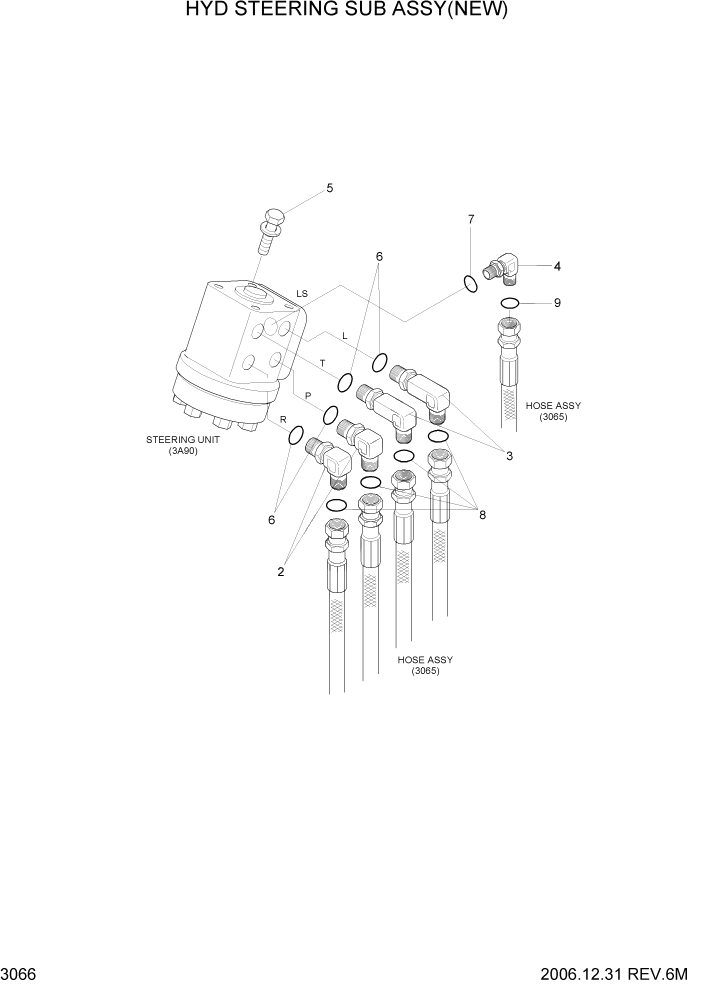 Схема запчастей Hyundai HDF50/HDF70-7S - PAGE 3066 HYD STEERING SUB ASSY(NEW) ГИДРАВЛИЧЕСКАЯ СИСТЕМА