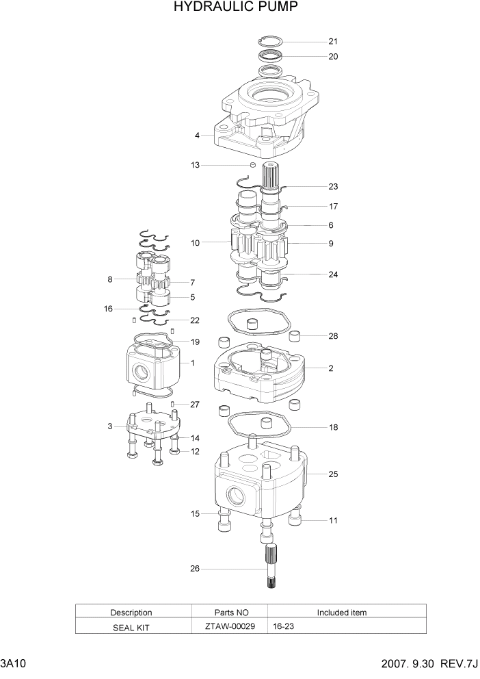 Схема запчастей Hyundai HDF50/HDF70-7S - PAGE 3A10 HYDRAULIC PUMP ГИДРАВЛИЧЕСКАЯ СИСТЕМА