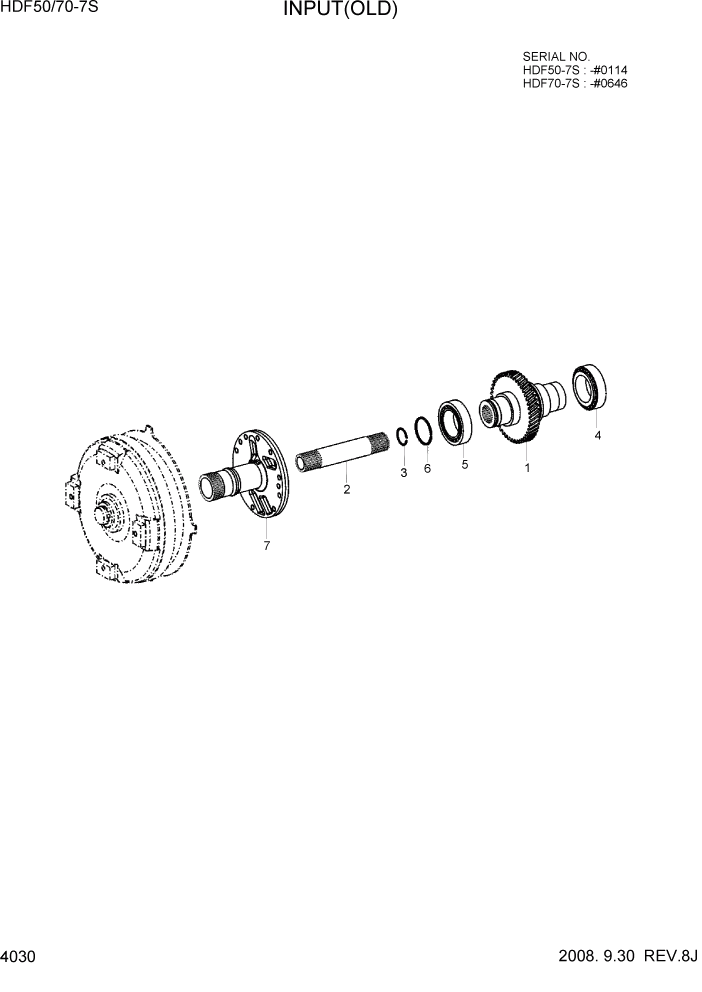 Схема запчастей Hyundai HDF50/HDF70-7S - PAGE 4030 INPUT(OLD) СИЛОВАЯ СИСТЕМА