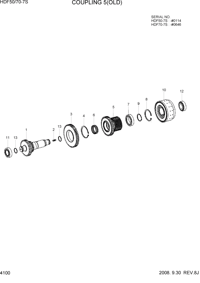 Схема запчастей Hyundai HDF50/HDF70-7S - PAGE 4100 COUPLING 5(OLD) СИЛОВАЯ СИСТЕМА