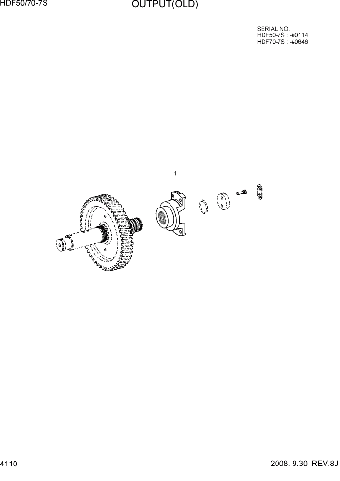 Схема запчастей Hyundai HDF50/HDF70-7S - PAGE 4110 OUTPUT(OLD) СИЛОВАЯ СИСТЕМА