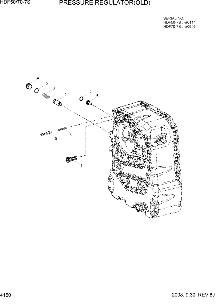 Схема запчастей Hyundai HDF50/HDF70-7S - PAGE 4150 PRESSURE REGULATOR(OLD) СИЛОВАЯ СИСТЕМА