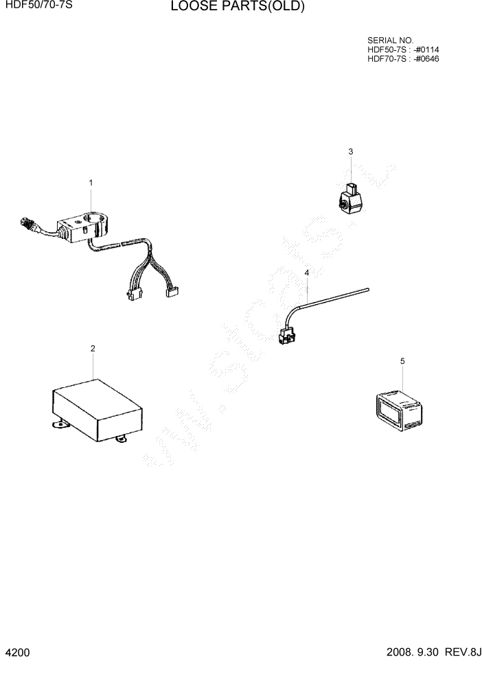 Схема запчастей Hyundai HDF50/HDF70-7S - PAGE 4200 LOOSE PARTS(OLD) СИЛОВАЯ СИСТЕМА