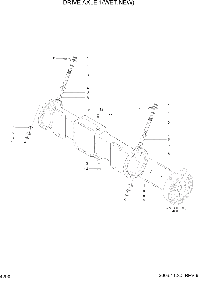 Схема запчастей Hyundai HDF50/HDF70-7S - PAGE 4290 DRIVE AXLE 1(WET,NEW) СИЛОВАЯ СИСТЕМА