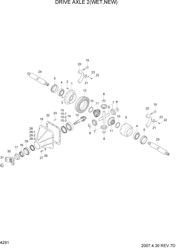 Схема запчастей Hyundai HDF50/HDF70-7S - PAGE 4291 DRIVE AXLE 2(WET,NEW) СИЛОВАЯ СИСТЕМА