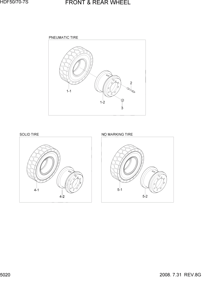 Схема запчастей Hyundai HDF50/HDF70-7S - PAGE 5020 FRONT & REAR WHEEL СИСТЕМА УПРАВЛЕНИЯ