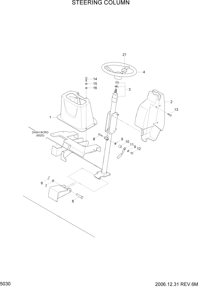 Схема запчастей Hyundai HDF50/HDF70-7S - PAGE 5030 STEERING COLUMN СИСТЕМА УПРАВЛЕНИЯ