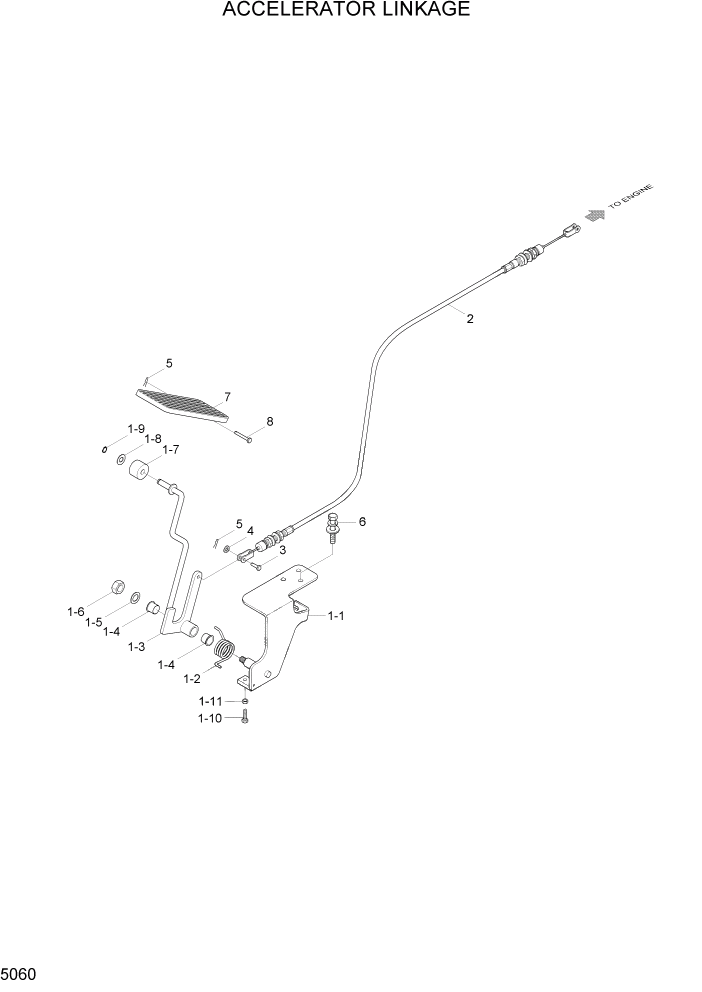 Схема запчастей Hyundai HDF50/HDF70-7S - PAGE 5060 ACCELERATOR LINKAGE СИСТЕМА УПРАВЛЕНИЯ