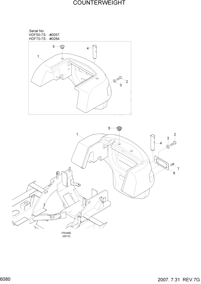 Схема запчастей Hyundai HDF50/HDF70-7S - PAGE 6080 COUNTERWEIGHT СТРУКТУРА