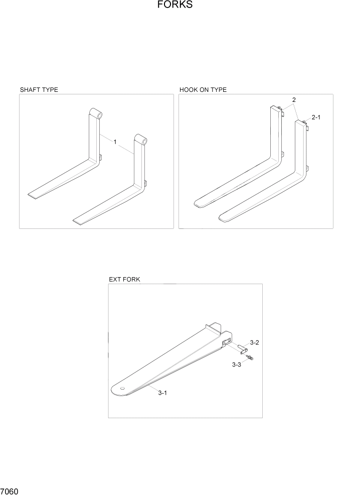 Схема запчастей Hyundai HDF50/HDF70-7S - PAGE 7060 FORKS РАБОЧЕЕ ОБОРУДОВАНИЕ