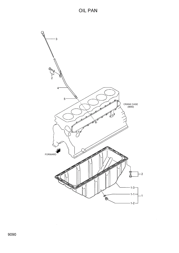 Схема запчастей Hyundai HDF50/HDF70-7S - PAGE 9090 OIL PAN ДВИГАТЕЛЬ БАЗА