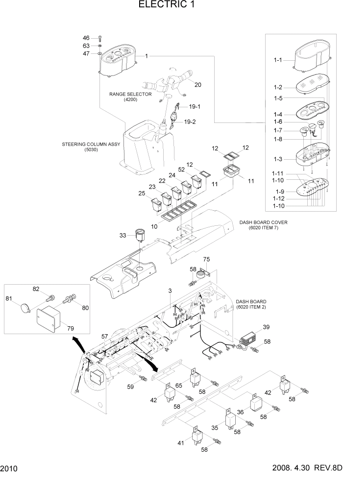 Схема запчастей Hyundai 80D-7 - PAGE 2010 ELECTRIC 1 ЭЛЕКТРИЧЕСКАЯ СИСТЕМА