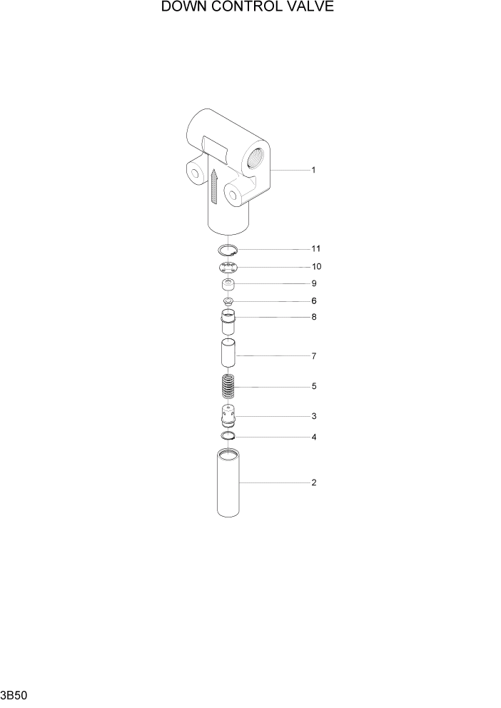 Схема запчастей Hyundai 80D-7 - PAGE 3B50 DOWN CONTROL VALVE ГИДРАВЛИЧЕСКАЯ СИСТЕМА