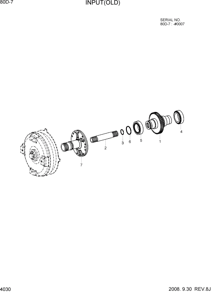 Схема запчастей Hyundai 80D-7 - PAGE 4030 INPUT(OLD) СИЛОВАЯ СИСТЕМА