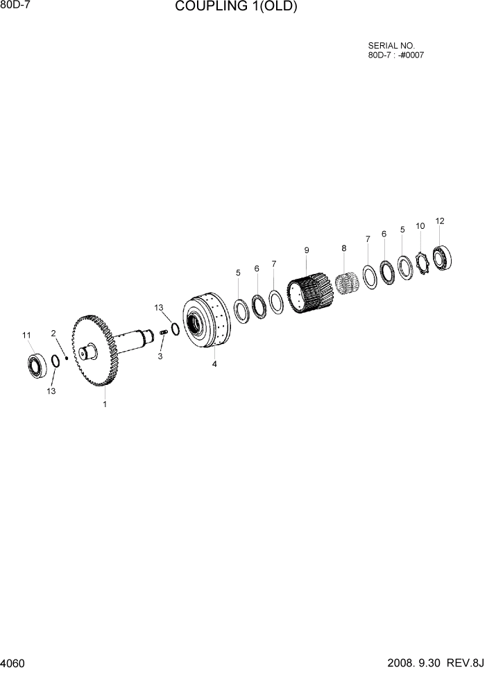 Схема запчастей Hyundai 80D-7 - PAGE 4060 COUPLING 1(OLD) СИЛОВАЯ СИСТЕМА