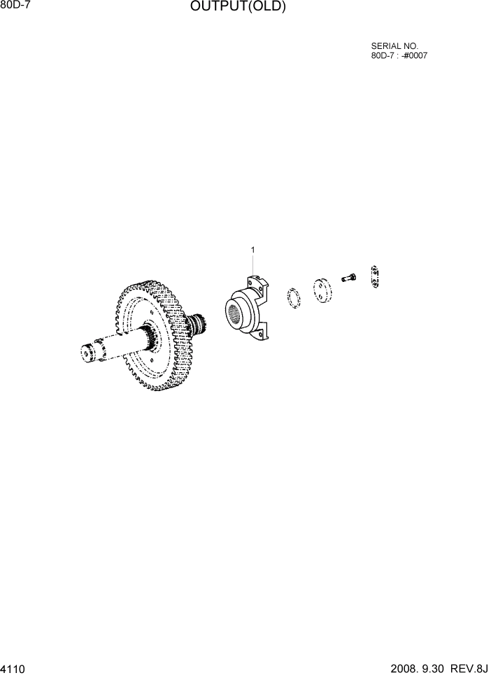 Схема запчастей Hyundai 80D-7 - PAGE 4110 OUTPUT(OLD) СИЛОВАЯ СИСТЕМА