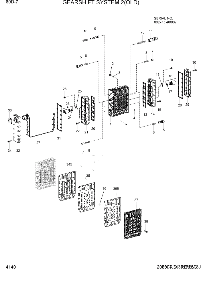 Схема запчастей Hyundai 80D-7 - PAGE 4140 GEAR SHIFT SYSTEM 2(OLD) СИЛОВАЯ СИСТЕМА