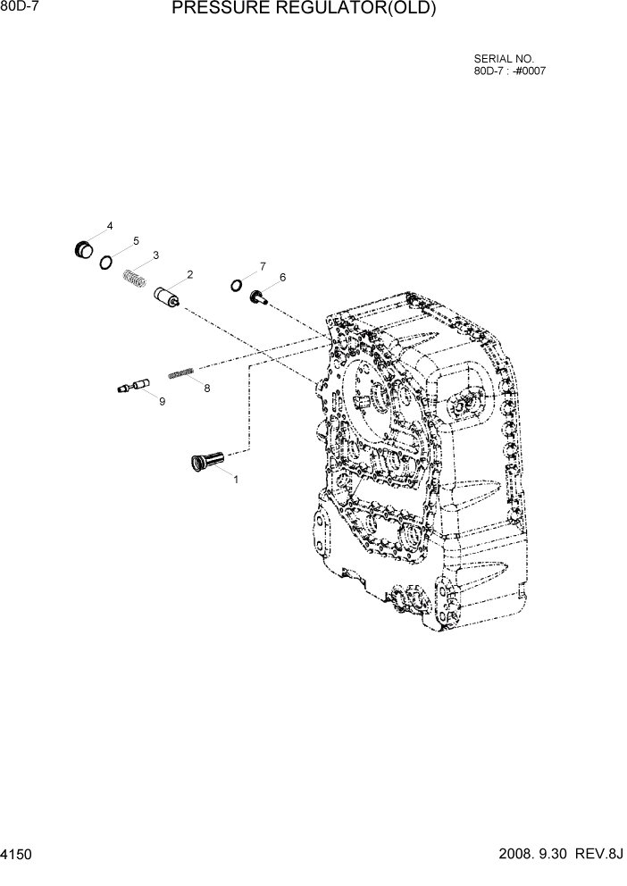 Схема запчастей Hyundai 80D-7 - PAGE 4150 PRESSURE REGULATOR(OLD) СИЛОВАЯ СИСТЕМА