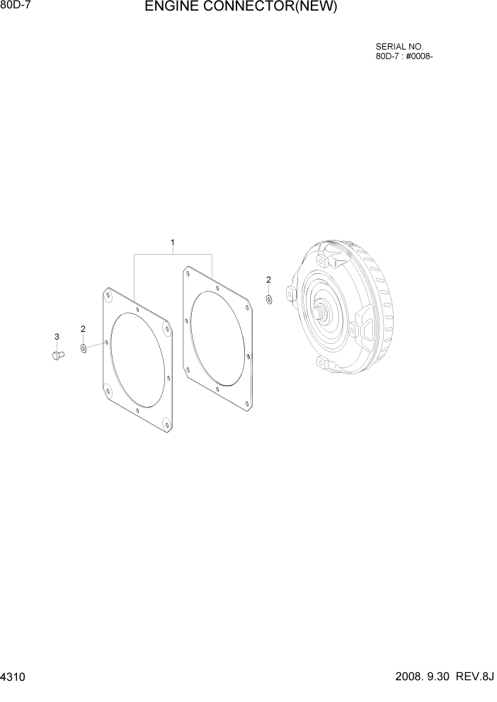 Схема запчастей Hyundai 80D-7 - PAGE 4310 ENGINE CONNECTOR(NEW) СИЛОВАЯ СИСТЕМА