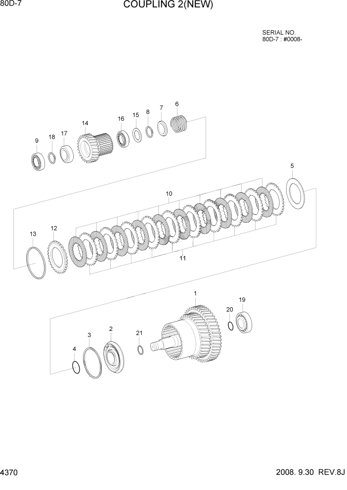 Схема запчастей Hyundai 80D-7 - PAGE 4370 COUPLING 2(NEW) СИЛОВАЯ СИСТЕМА