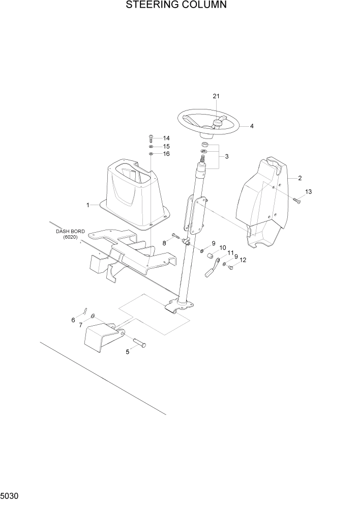 Схема запчастей Hyundai 80D-7 - PAGE 5030 STEERING COLUMN СИСТЕМА УПРАВЛЕНИЯ