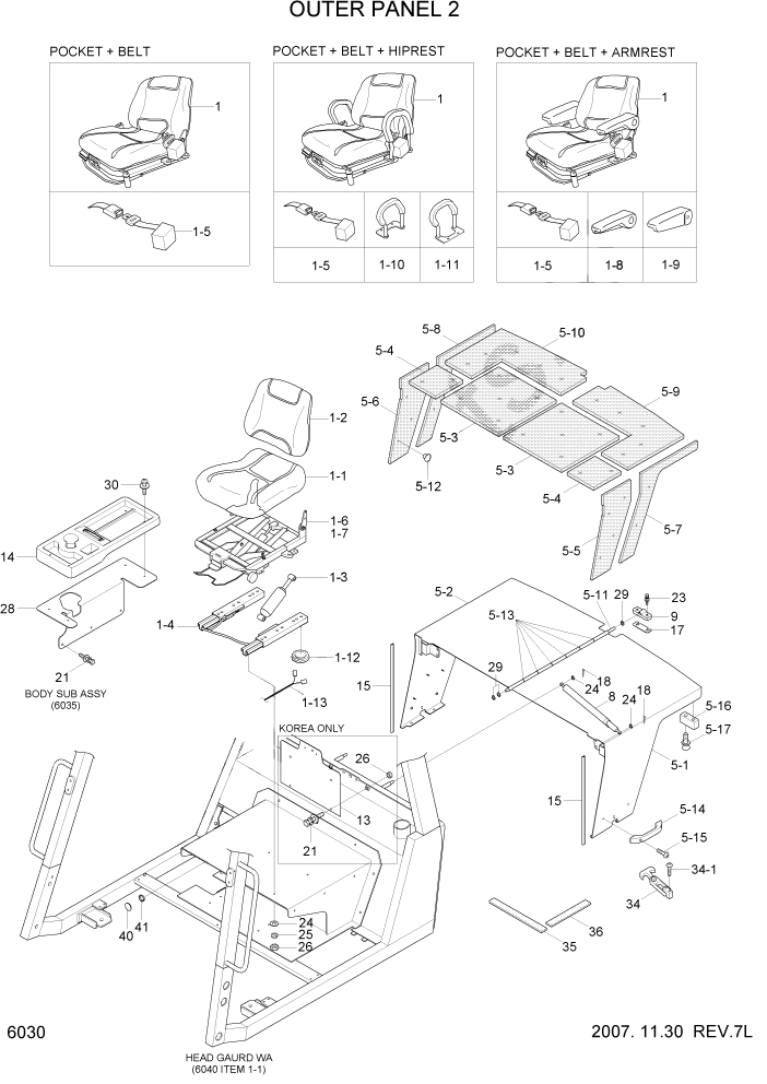 Схема запчастей Hyundai 80D-7 - PAGE 6030 OUTER PANEL 2 СТРУКТУРА