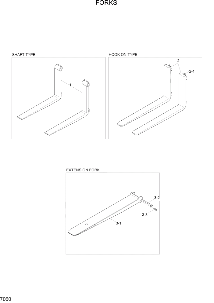 Схема запчастей Hyundai 80D-7 - PAGE 7060 FORKS РАБОЧЕЕ ОБОРУДОВАНИЕ