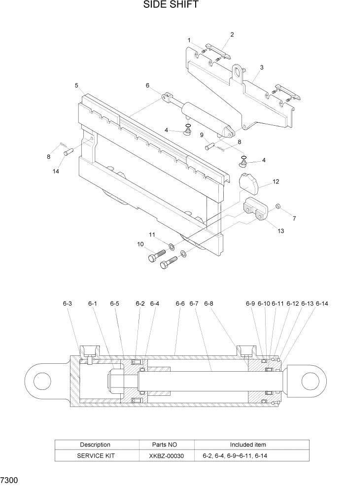 Схема запчастей Hyundai 80D-7 - PAGE 7300 SIDE SHIFT РАБОЧЕЕ ОБОРУДОВАНИЕ