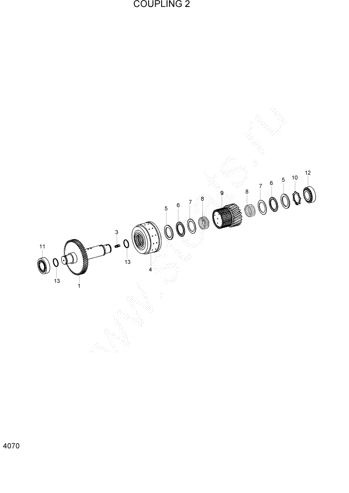 Схема запчастей Hyundai 100/120/130/160D-7 - PAGE 4070 COUPLING 2 СИЛОВАЯ СИСТЕМА