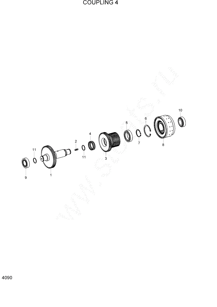 Схема запчастей Hyundai 100/120/130/160D-7 - PAGE 4090 COUPLING 4 СИЛОВАЯ СИСТЕМА