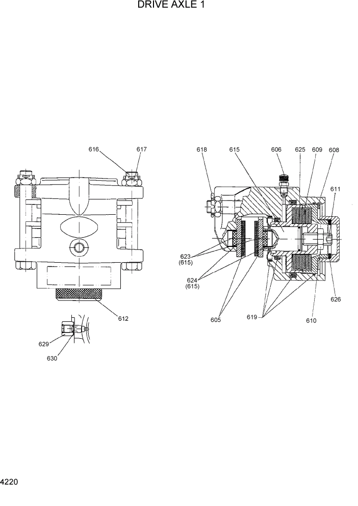 Схема запчастей Hyundai 100/120/130/160D-7 - PAGE 4220 DRIVE AXLE 1 СИЛОВАЯ СИСТЕМА