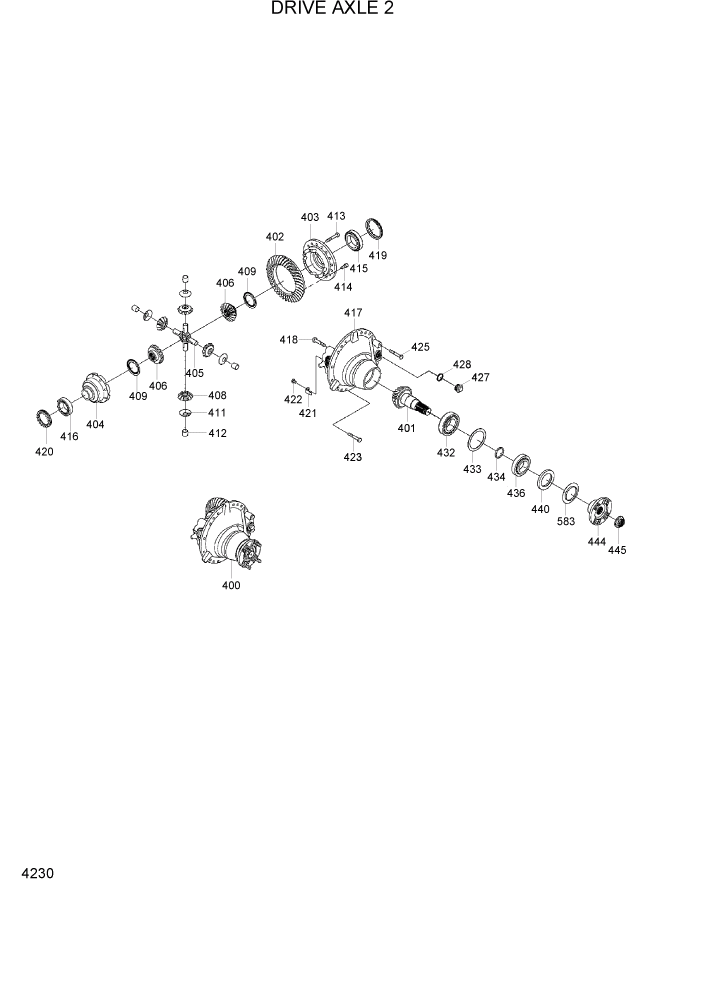 Схема запчастей Hyundai 100/120/130/160D-7 - PAGE 4230 DRIVE AXLE 2 СИЛОВАЯ СИСТЕМА