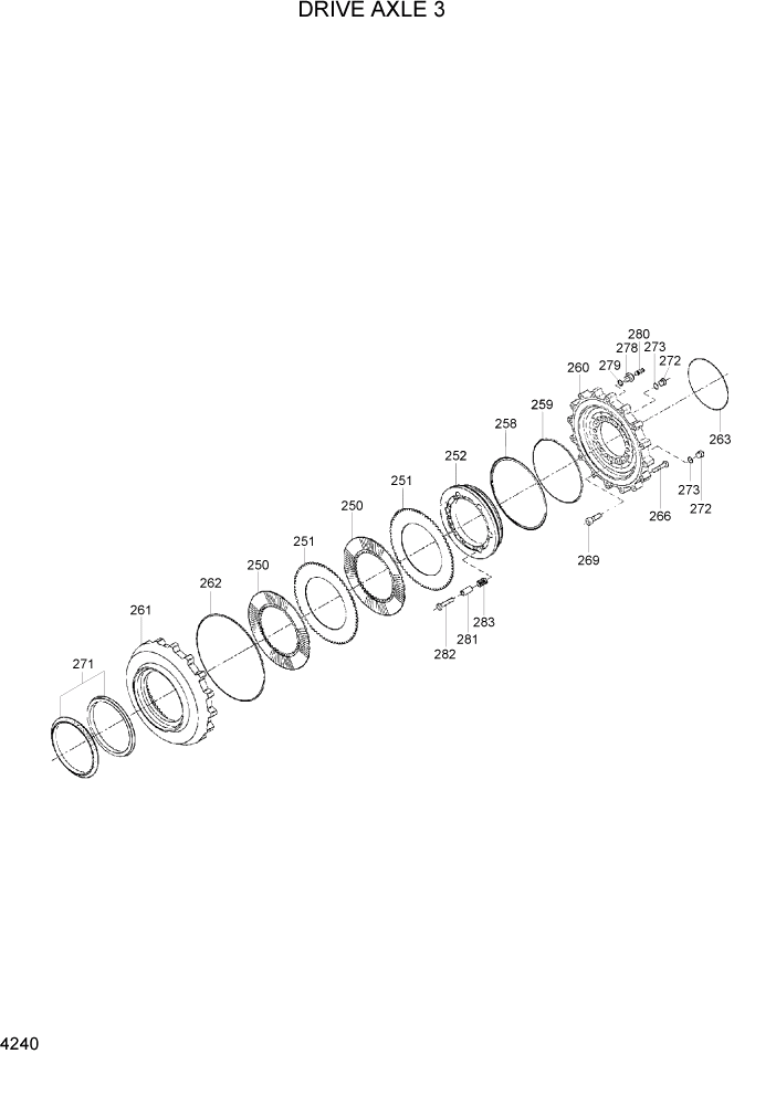 Схема запчастей Hyundai 100/120/130/160D-7 - PAGE 4240 DRIVE AXLE 3 СИЛОВАЯ СИСТЕМА