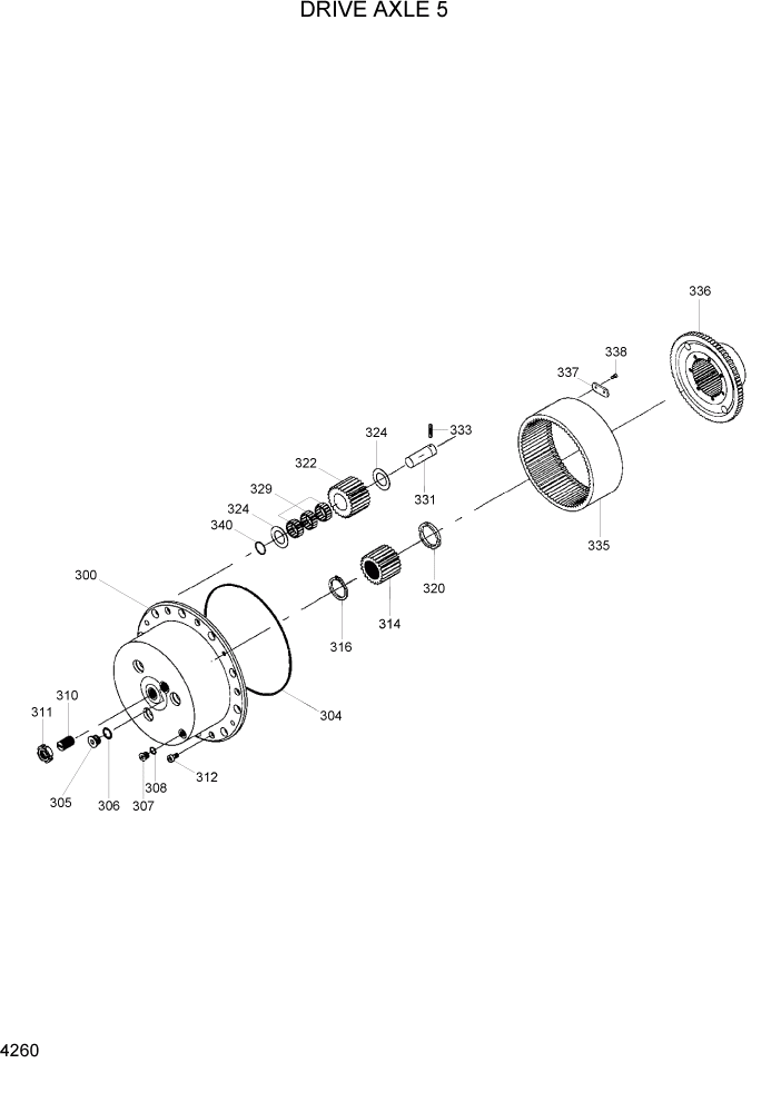 Схема запчастей Hyundai 100/120/130/160D-7 - PAGE 4260 DRIVE AXLE 5 СИЛОВАЯ СИСТЕМА