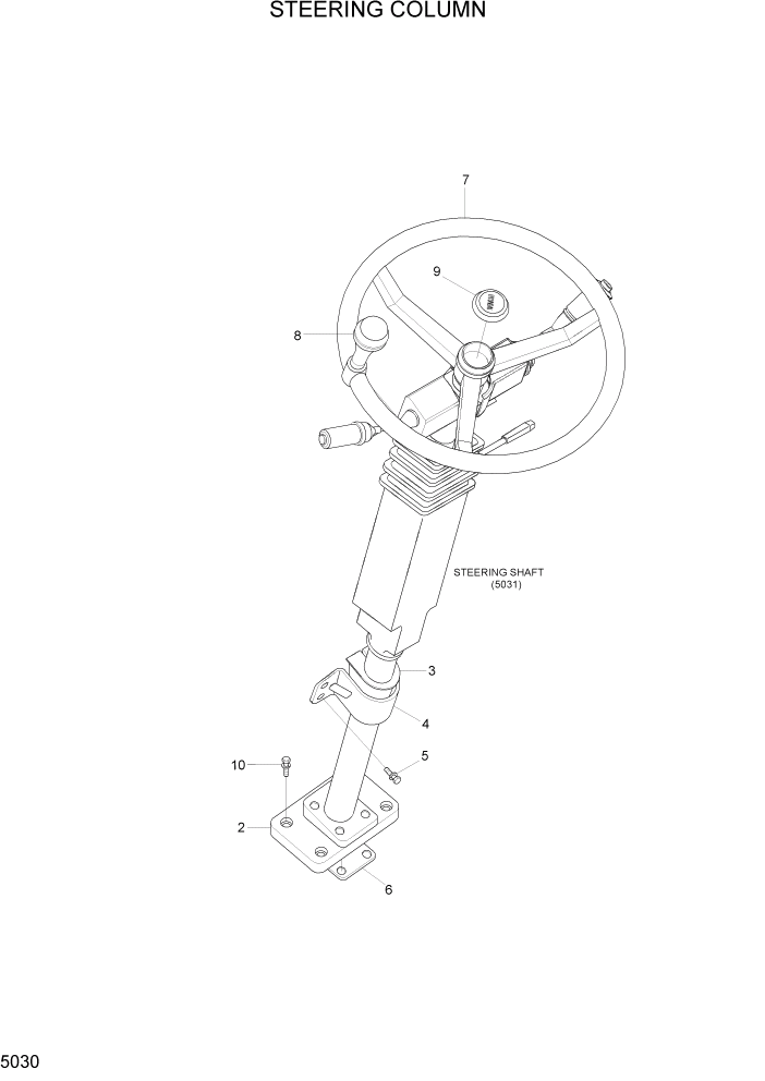 Схема запчастей Hyundai 100/120/130/160D-7 - PAGE 5030 STEERING COLUMN СИСТЕМА УПРАВЛЕНИЯ