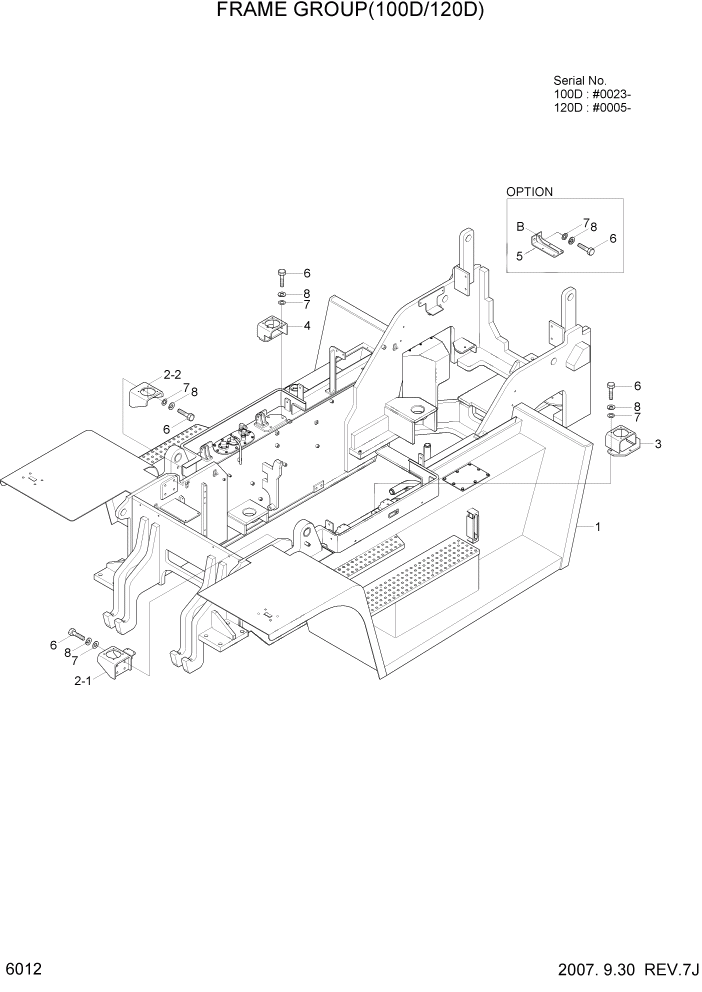 Схема запчастей Hyundai 100/120/130/160D-7 - PAGE 6012 FRAME GROUP(100D/120D) СТРУКТУРА