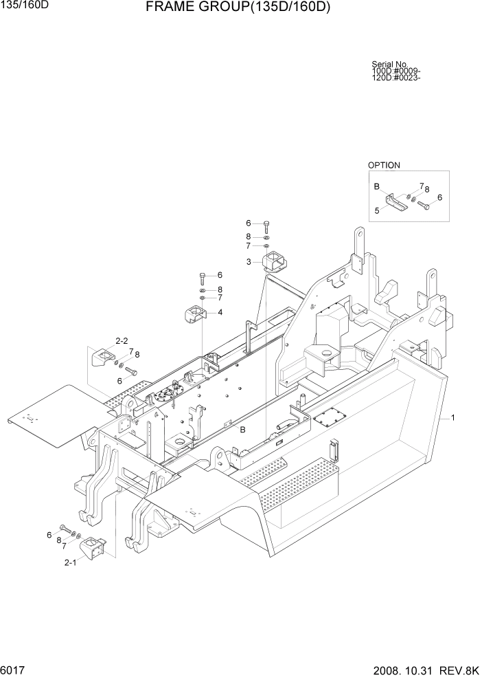Схема запчастей Hyundai 100/120/130/160D-7 - PAGE 6017 FRAME GROUP(135D/160D) СТРУКТУРА