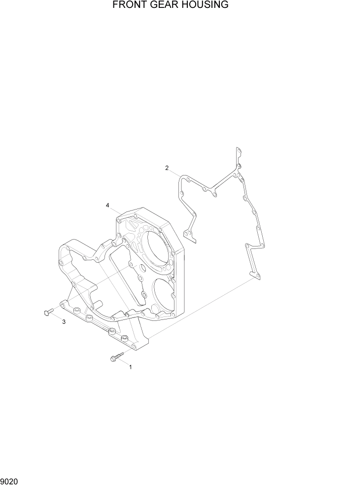 Схема запчастей Hyundai 100/120/130/160D-7 - PAGE 9020 FRONT GEAR HOUSING ДВИГАТЕЛЬ БАЗА