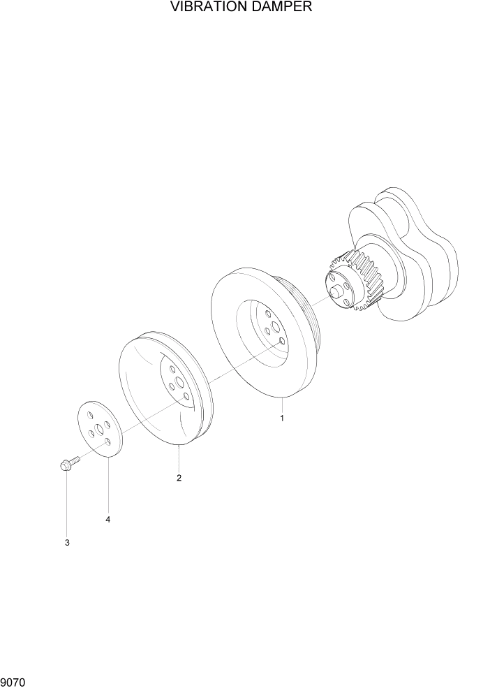 Схема запчастей Hyundai 100/120/130/160D-7 - PAGE 9070 VIBRATION DAMPER ДВИГАТЕЛЬ БАЗА