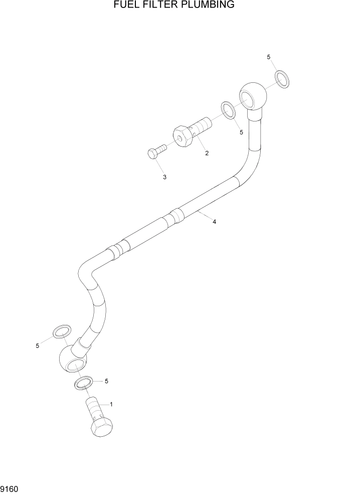 Схема запчастей Hyundai 100/120/130/160D-7 - PAGE 9160 FUEL FILTER PLUMBING ДВИГАТЕЛЬ БАЗА