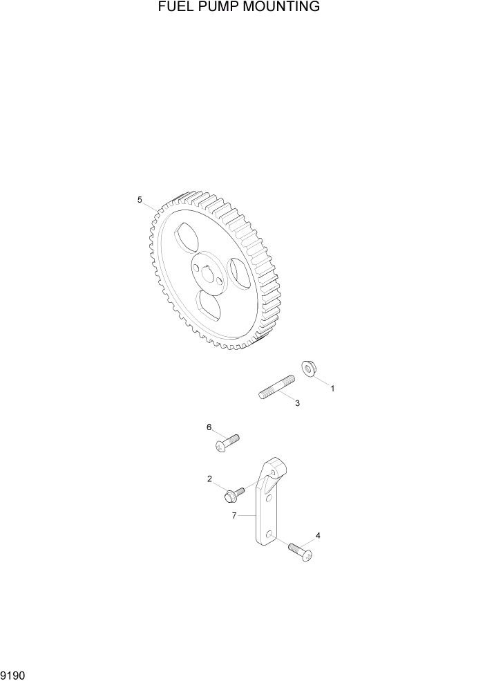 Схема запчастей Hyundai 100/120/130/160D-7 - PAGE 9190 FUEL PUMP MOUNTING ДВИГАТЕЛЬ БАЗА