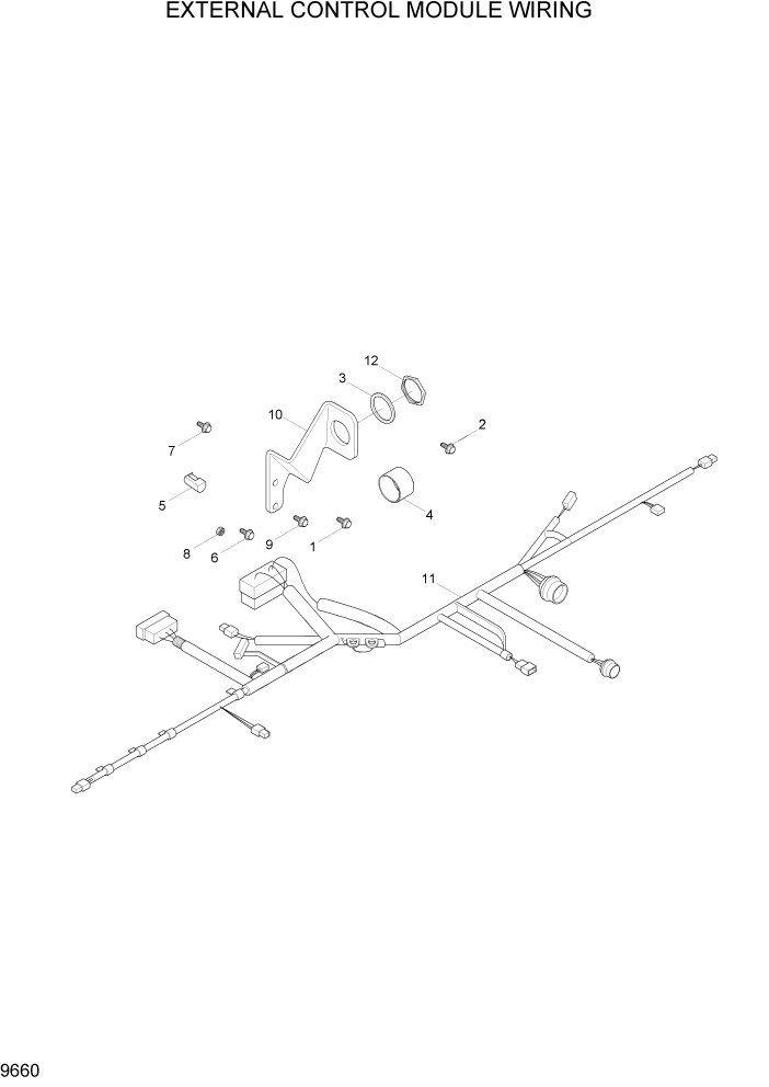 Схема запчастей Hyundai 100/120/130/160D-7 - PAGE 9660 EXTERNAL CONTROL MODULE WIRING ДВИГАТЕЛЬ БАЗА